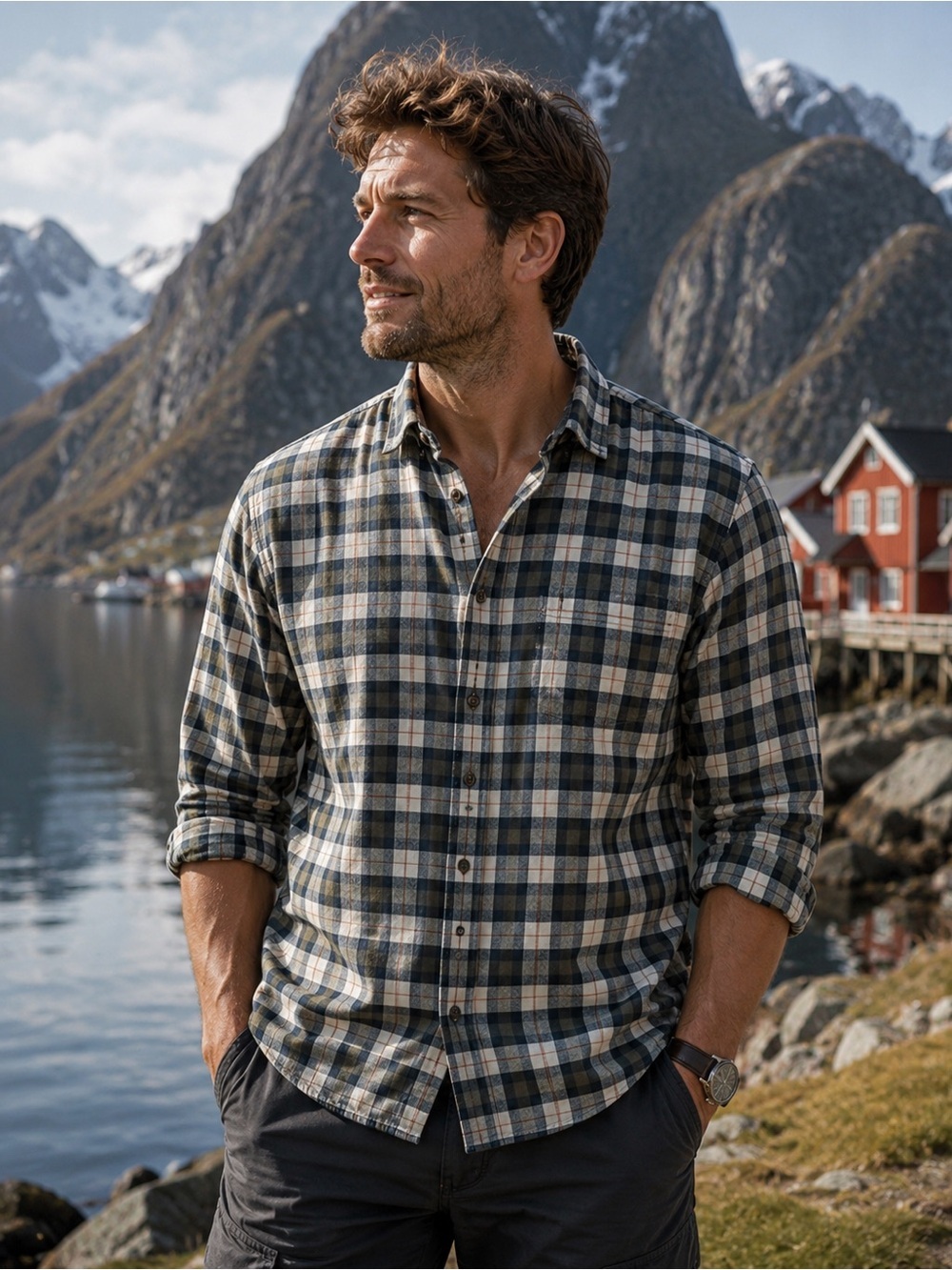 Fjallraven sz men’s XL Stig Flannel shirt slim fit button down plaid great cond